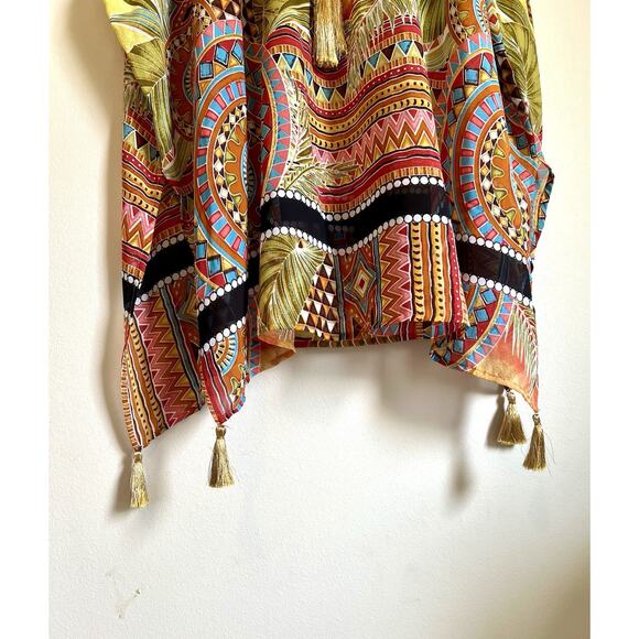VIOLET SKY Beach Swim Cover Up Kimono Jungle Safari Tassels Resort Cruise XLarge - Picture 10 of 10